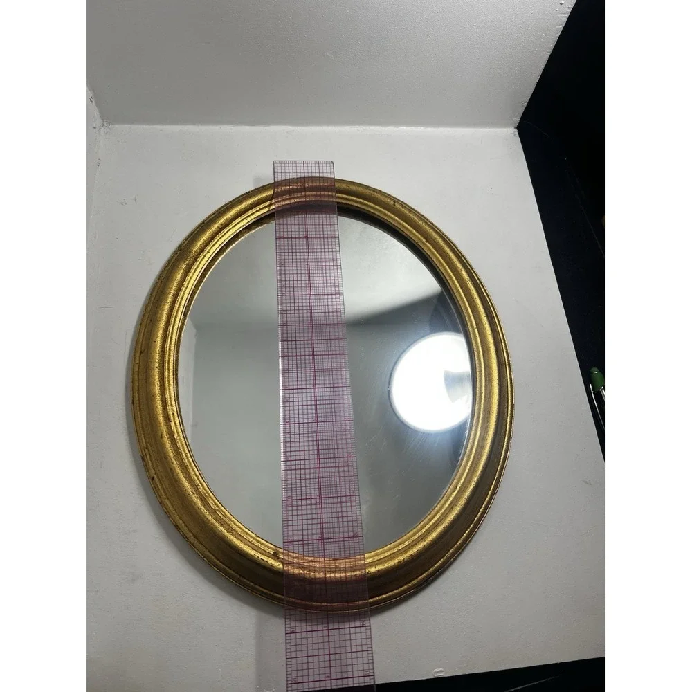 Vintage RDE Imports Handmade in Italy Oval Gold Framed Mirror 14x11.5 518-2